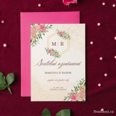 Svatební oznámení - Barevné růže