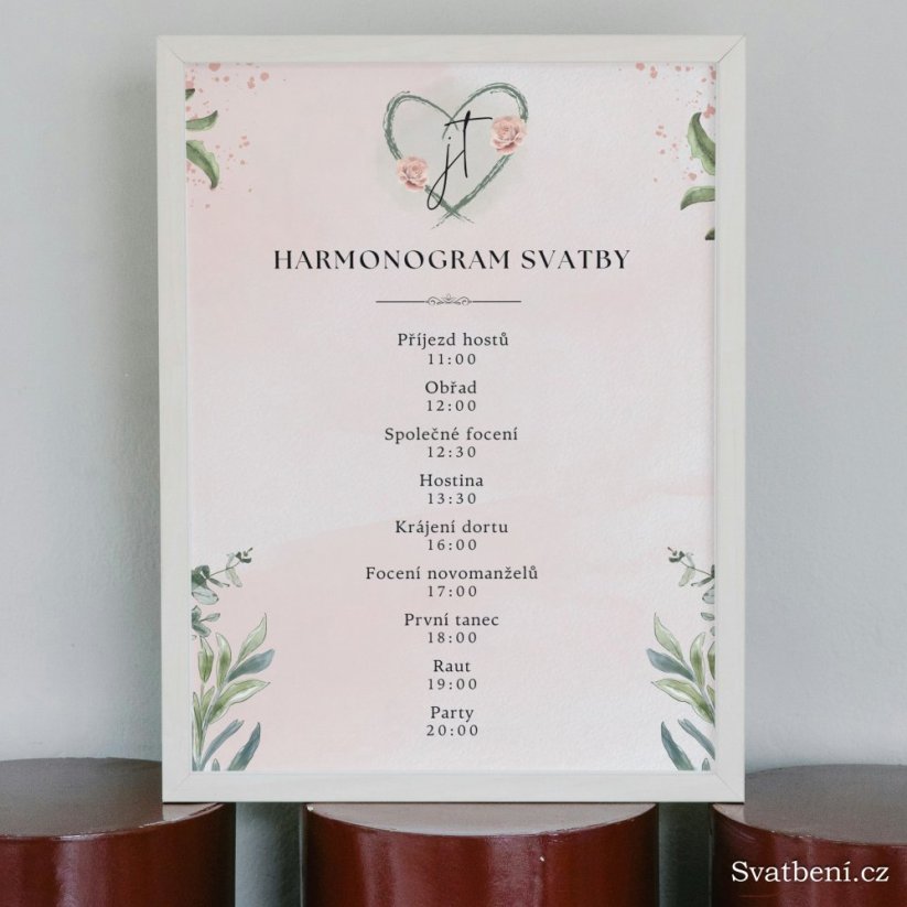 Harmonogram svatby - Srdíčko
