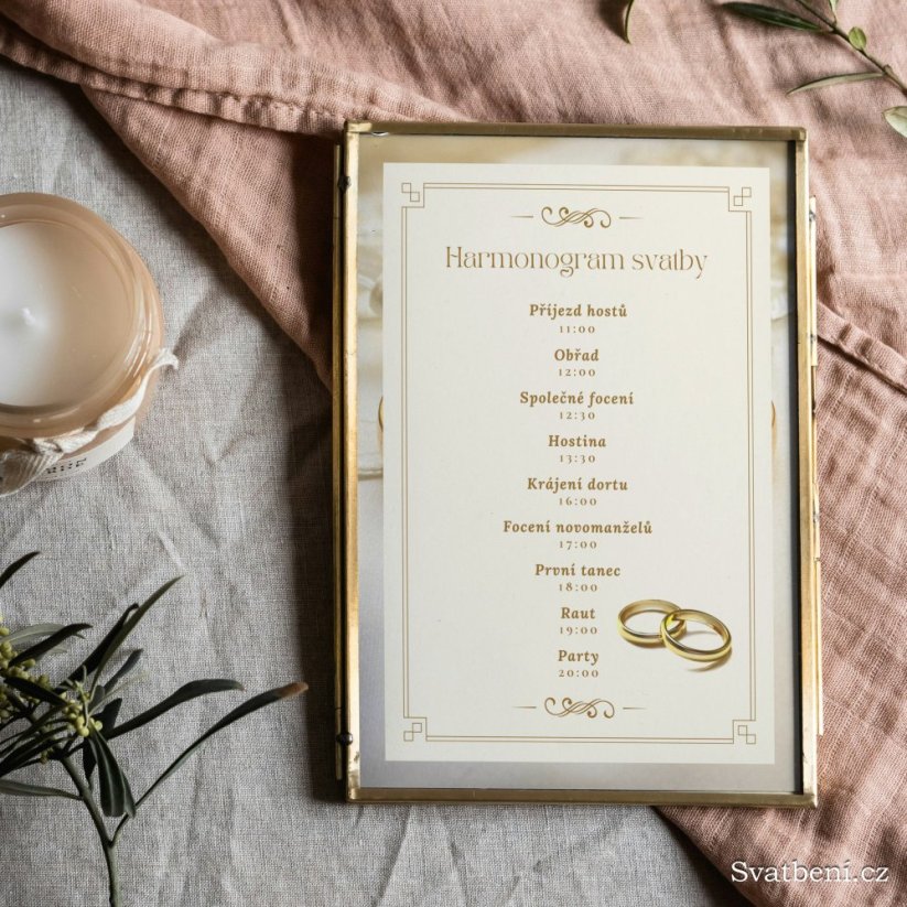 Harmonogram svatby - Zlatý rámeček