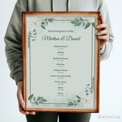 Harmonogram svatby - Zelený rámeček
