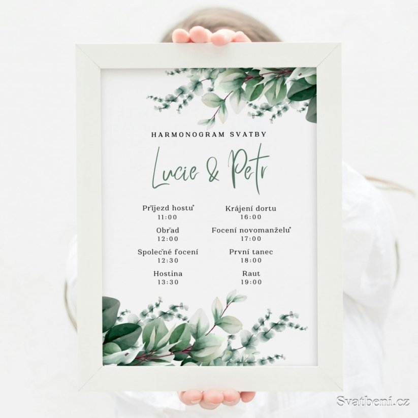 Harmonogram svatby - Zelené listí
