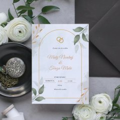 Svatební oznámení - Zlatý s listy