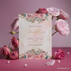 Svatební oznámení - Růžové květiny