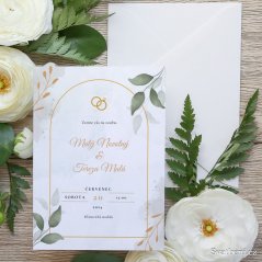 Svatební oznámení - Zlatý s listy