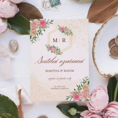 Svatební oznámení - Barevné růže
