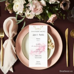 Svatební menu - Růžové pozadí