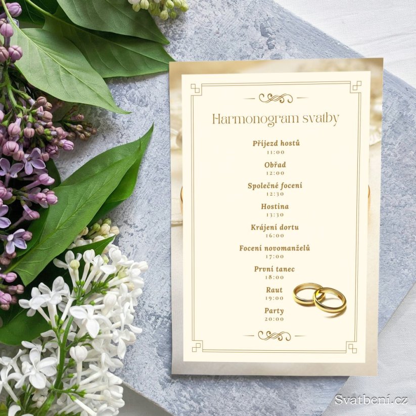 Harmonogram svatby - Zlatý rámeček