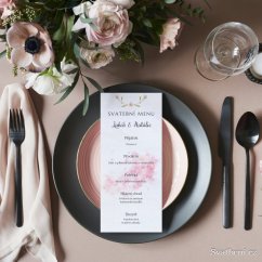 Svatební menu - Růžové pozadí