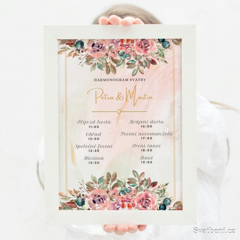 Harmonogram svatby - Růžové květiny