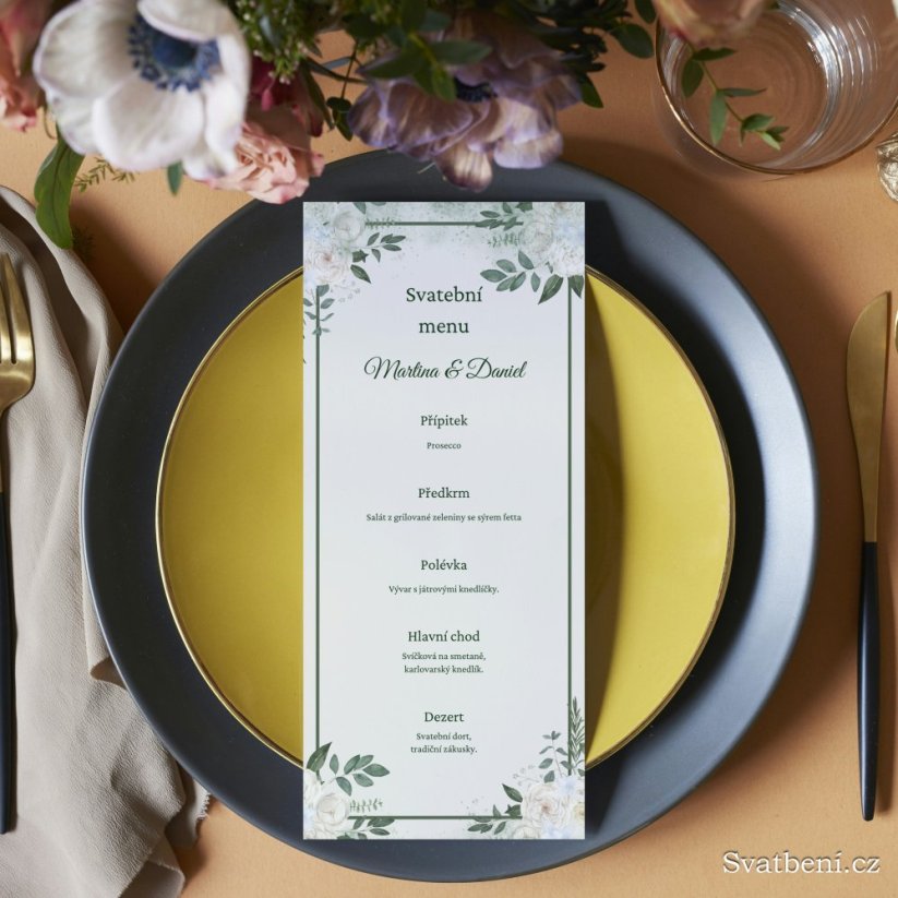 Svatební menu - Zelený rámeček