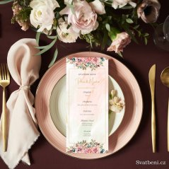 Svatební menu - Růžové květiny