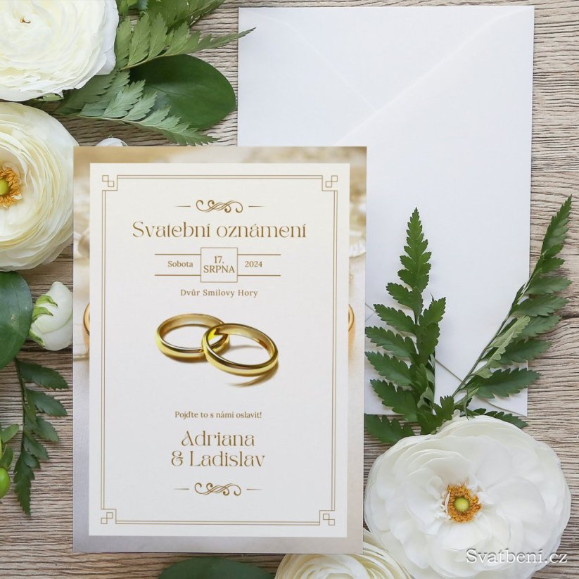 Svatební oznámení - Zlatý rámeček