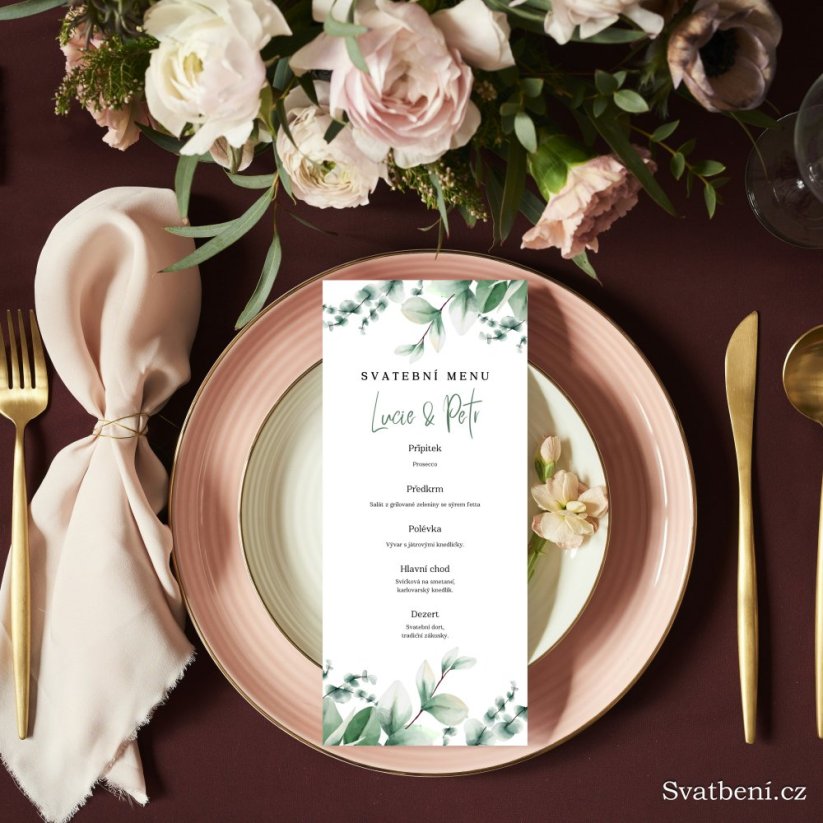 Svatební menu - Zelené listí