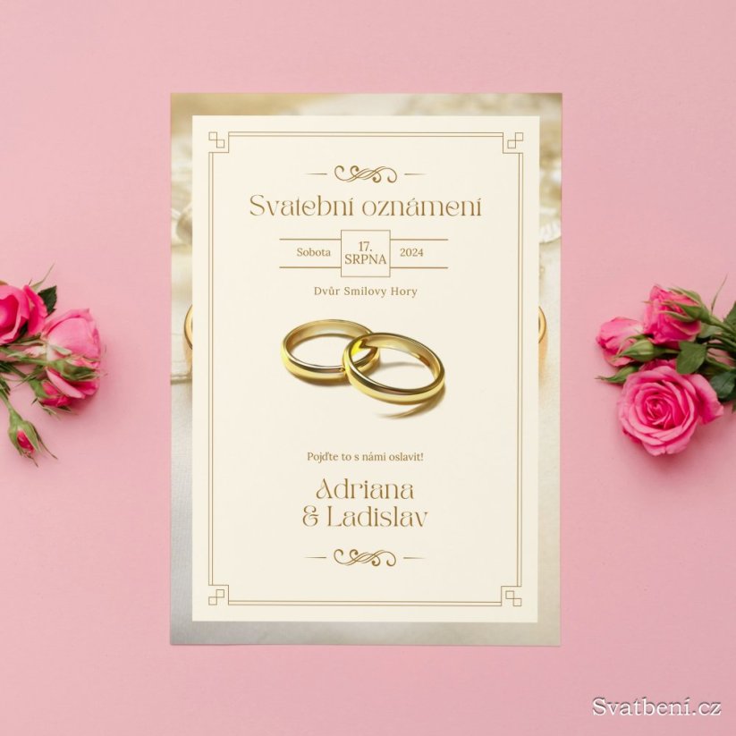 Svatební oznámení - Zlatý rámeček