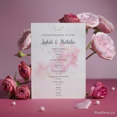 Harmonogram svatby - Růžové pozadí