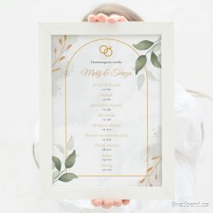 Harmonogram svatby - Zlatý s listy