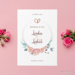 Svatební oznámení - Ovál s růžemi